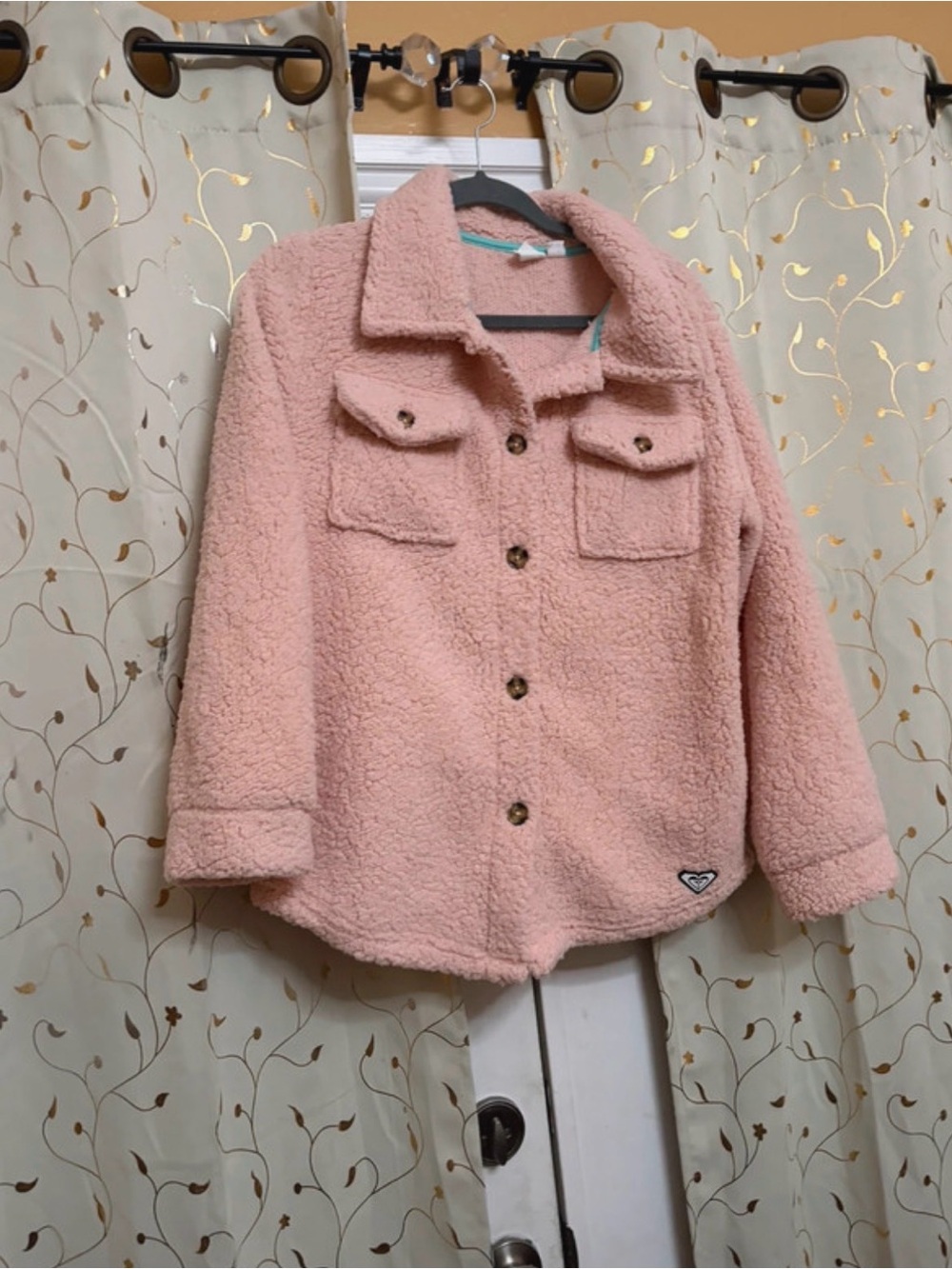 Roxy Pink Sherpa Button-Up Shacket